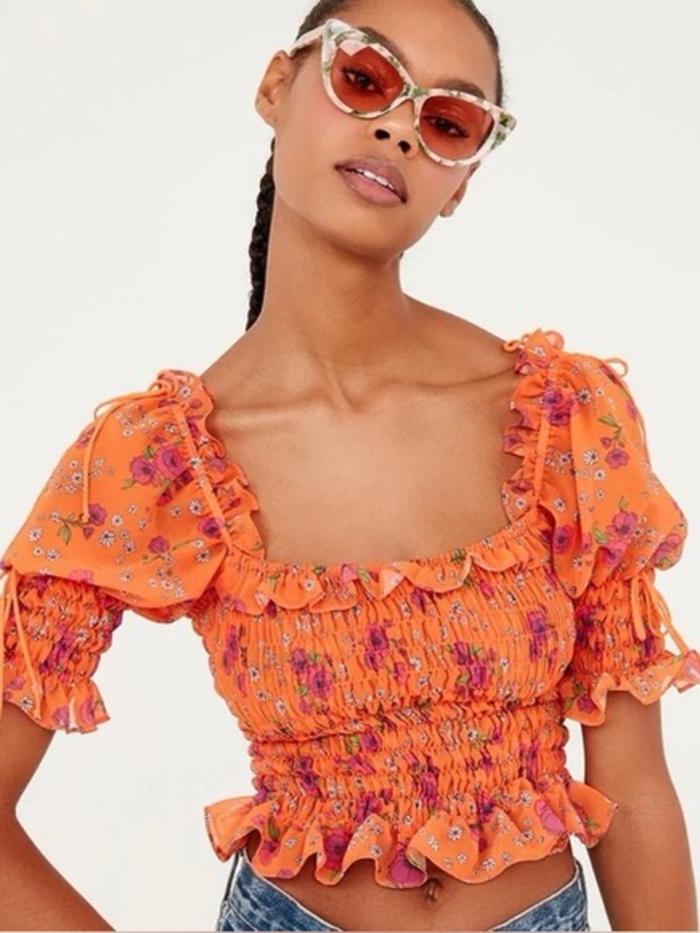 For Love & Lemons Peony Smocked Top